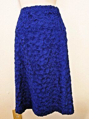 Vtg 60s Leda Exclusives Palo Alto Milano Royal Blue Brocade Skirt Size M